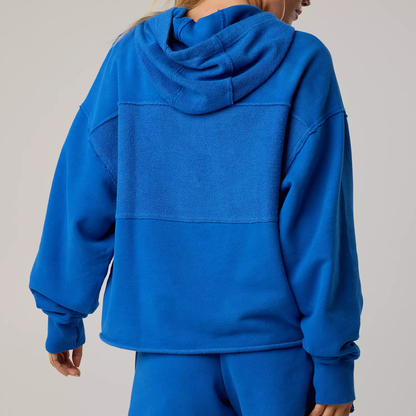 Vintage Inspired Raw‑Hem Heavyweight Fleece Hoodie