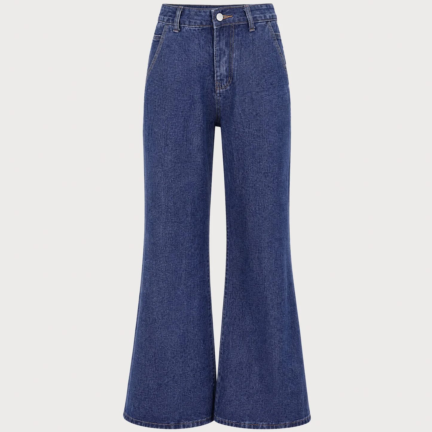 Blue Low‑Waist Solid Stonewashed Wide‑Leg Jeans Trousers
